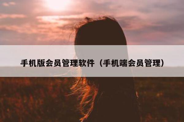 手机版会员管理软件（手机端会员管理）